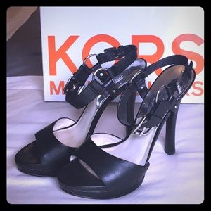 Michael Kors Black Strappy Sandal Heels 8.5M